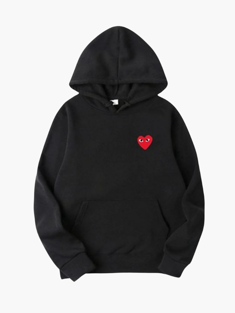 Hoodie with Embroidered Heart Detail