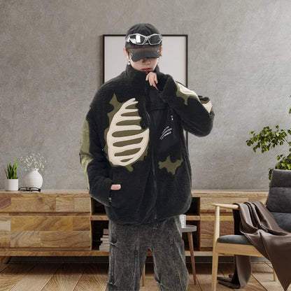 Unisex Skeleton Fleece Jacket – Unique Streetwear for a Cool Look