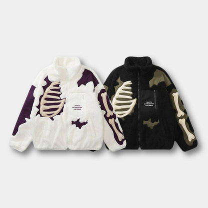 Unisex Skeleton Fleece Jacket – Unique Streetwear for a Cool Look