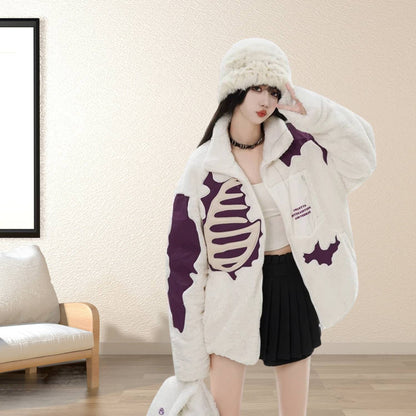 Unisex Skeleton Fleece Jacket – Unique Streetwear for a Cool Look