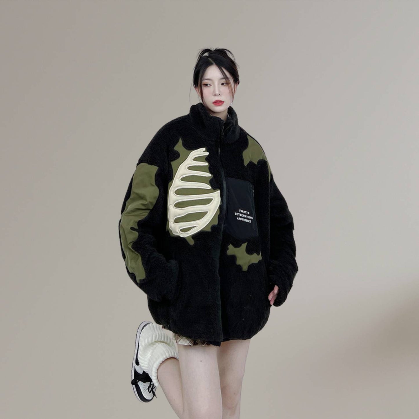 Unisex Skeleton Fleece Jacket – Unique Streetwear for a Cool Look