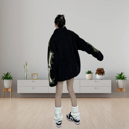 Unisex Skeleton Fleece Jacket – Unique Streetwear for a Cool Look