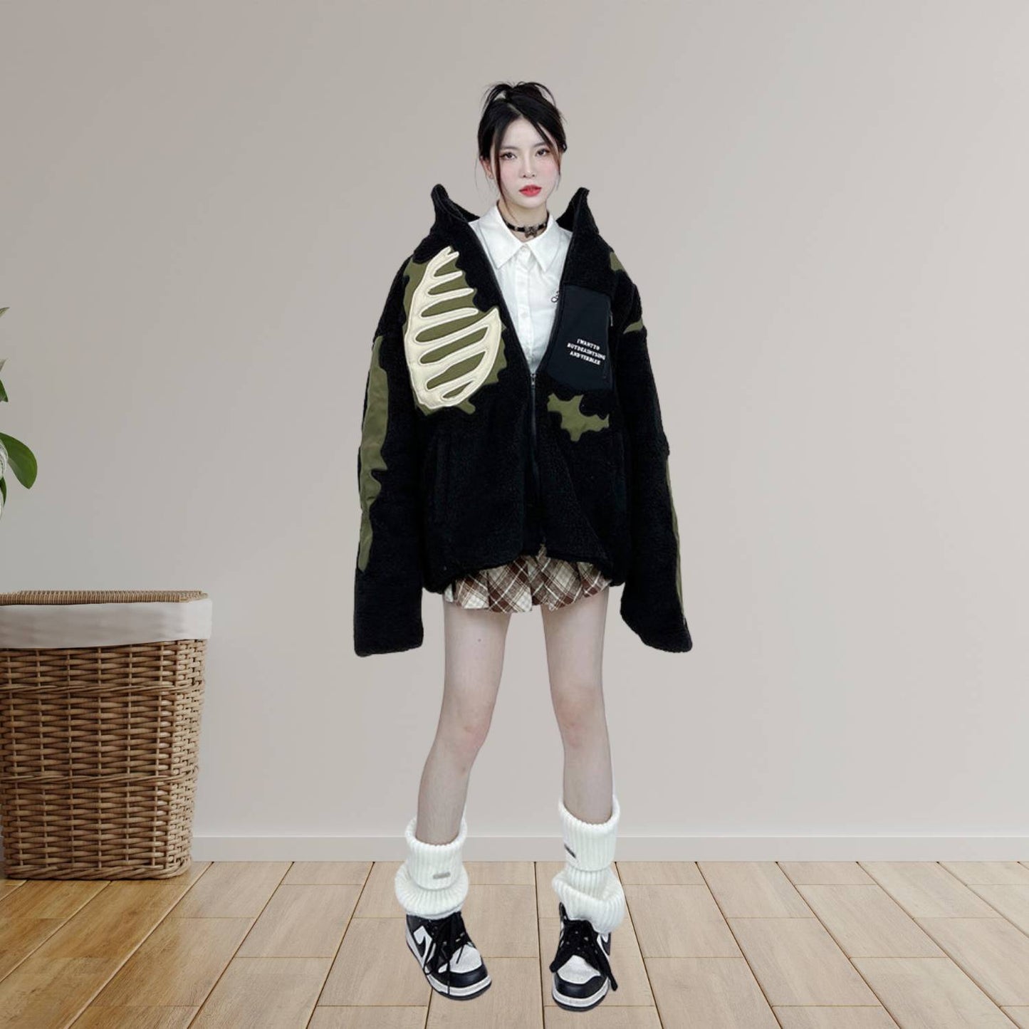 Unisex Skeleton Fleece Jacket – Unique Streetwear for a Cool Look