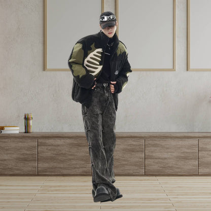 Unisex Skeleton Fleece Jacket – Unique Streetwear for a Cool Look