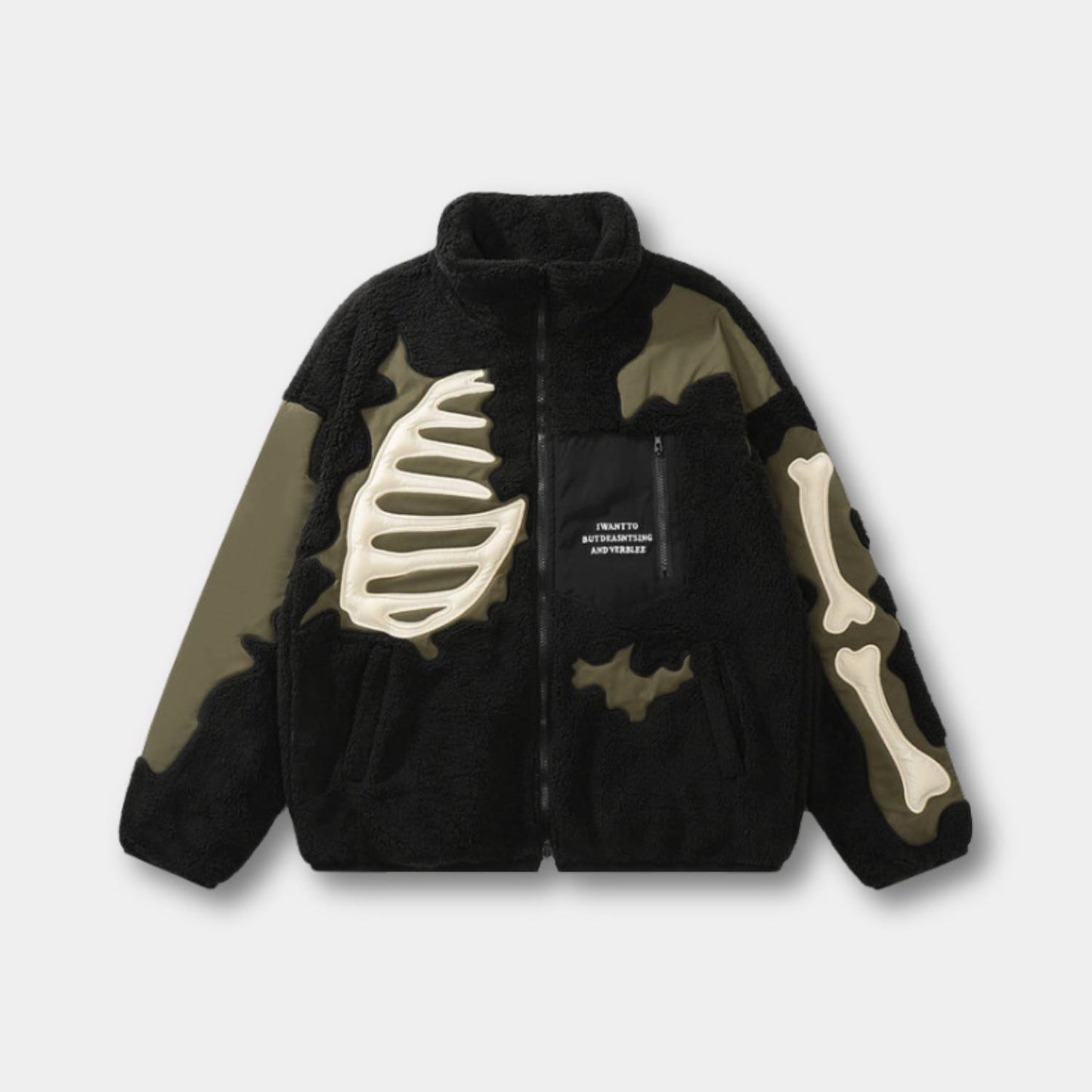 Unisex Skeleton Fleece Jacket – Unique Streetwear for a Cool Look