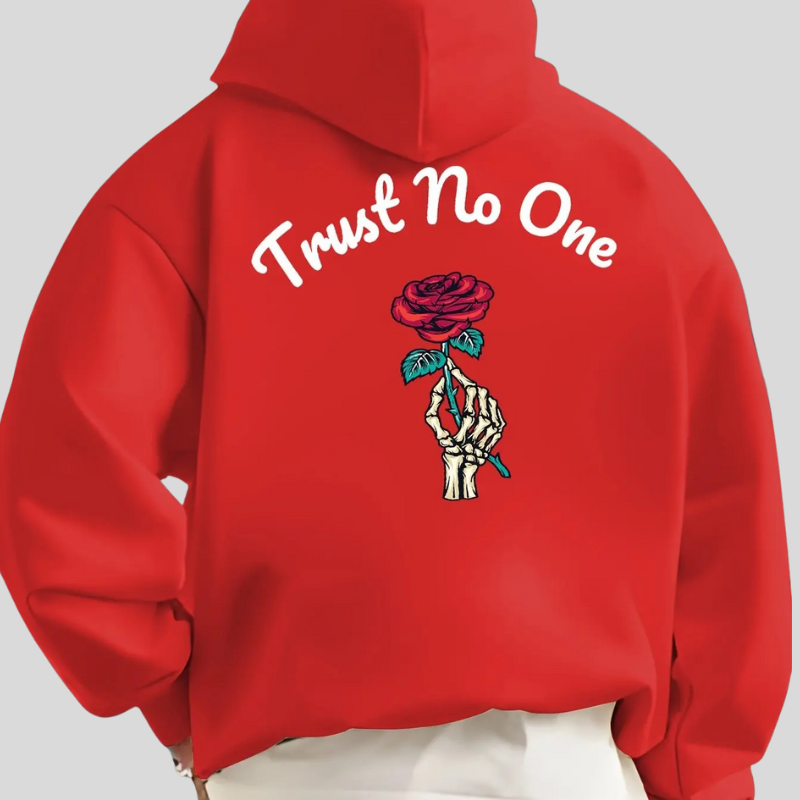 Trust No One" Hoodie - Unisex Streetwear Sweater with Rose Design