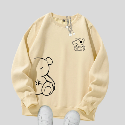 Unisex Cat Sweater – Minimalist Oversized Sweater with Cat Line Print