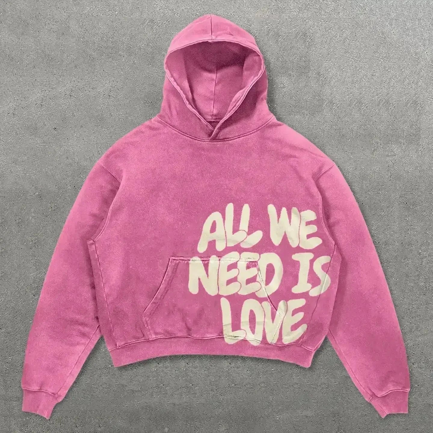 Statement Hoodie – “All We Need Is Money / Love Has Many Faces” – Unisex Cropped Sweate