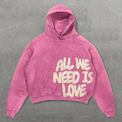 Statement Hoodie – “All We Need Is Money / Love Has Many Faces” – Unisex Cropped Sweate