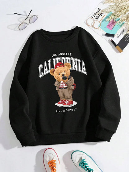 Unisex California Bear Sweater - Oversized Sweater with Bear Print