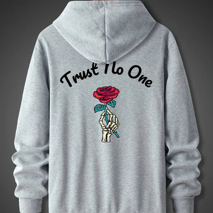 Trust No One" Hoodie - Unisex Streetwear Sweater with Rose Design