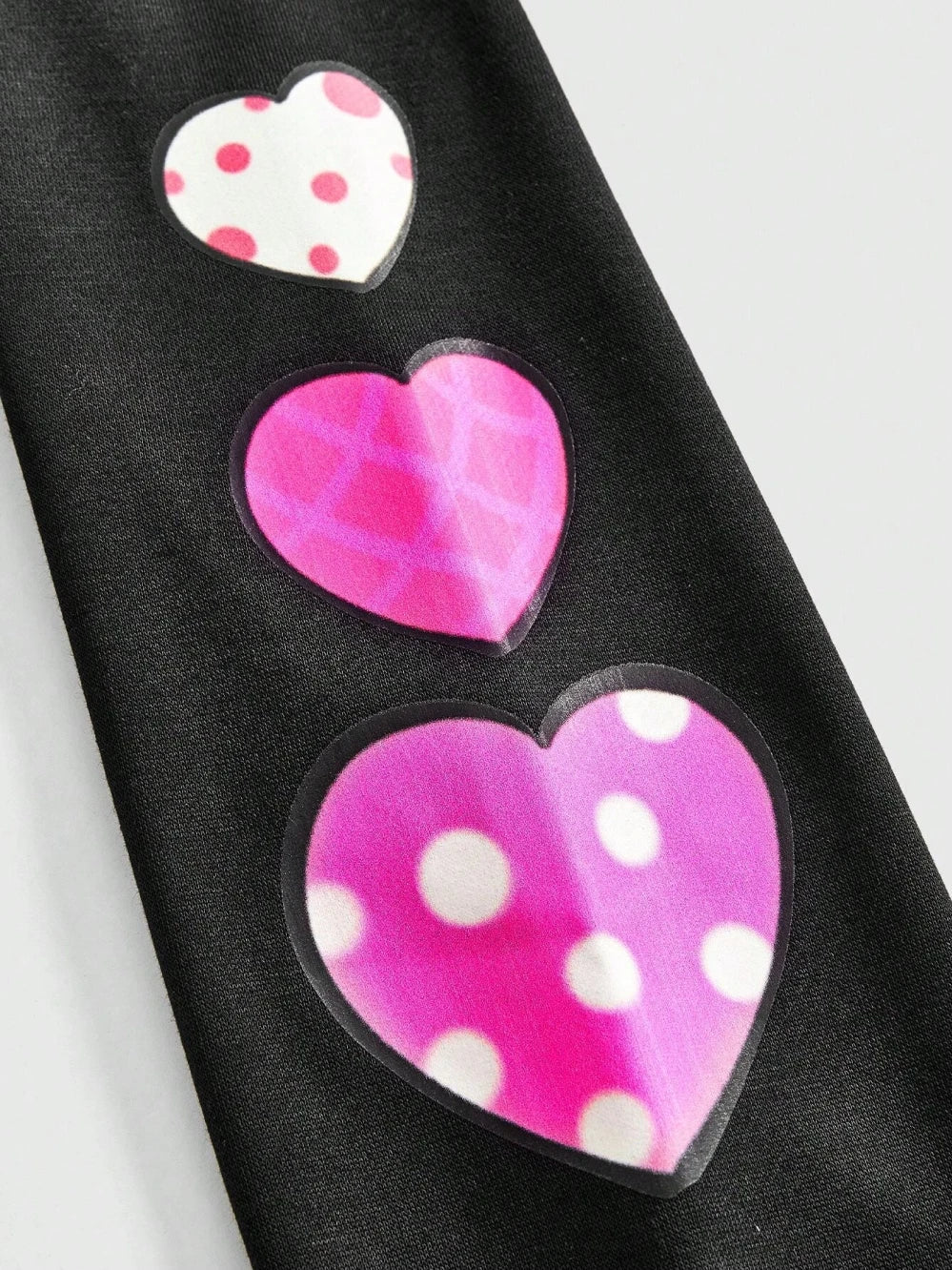 Streetwear Hoodie - Black Unisex Hoodie with Pink Cartoon Print and Hearts