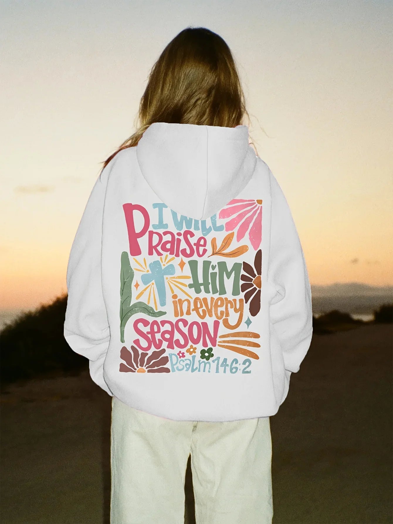 Oversized Hoodie “Praise the Sun” – Unisex Sweater with Colorful Backprint
