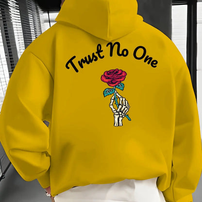 Trust No One" Hoodie - Unisex Streetwear Sweater with Rose Design