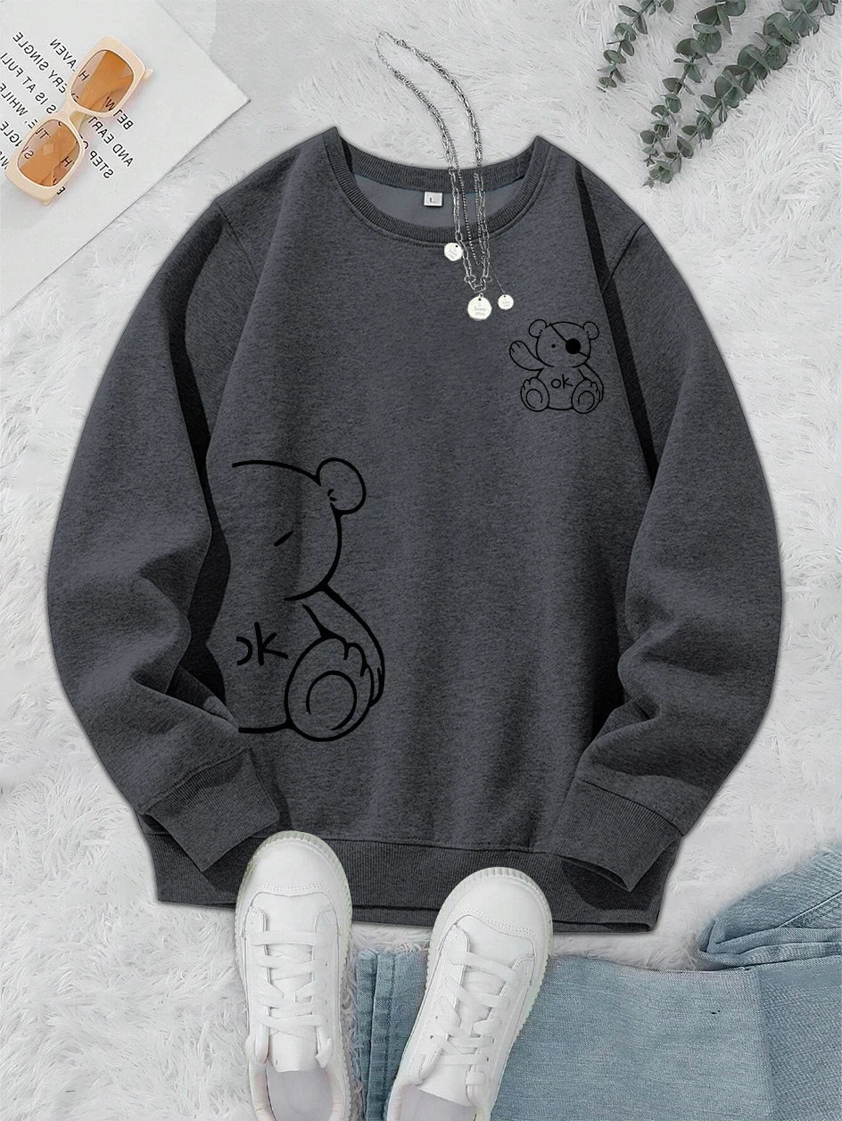 Unisex Cat Sweater – Minimalist Oversized Sweater with Cat Line Print