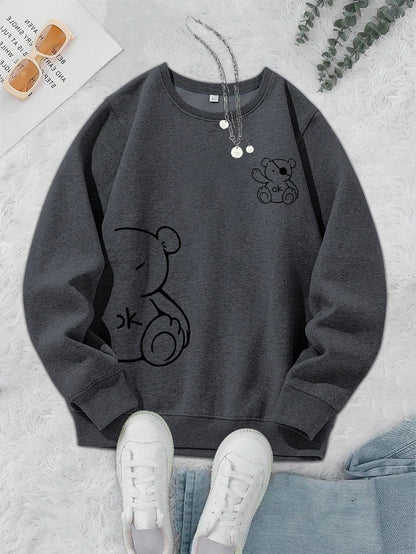 Unisex Cat Sweater – Minimalist Oversized Sweater with Cat Line Print