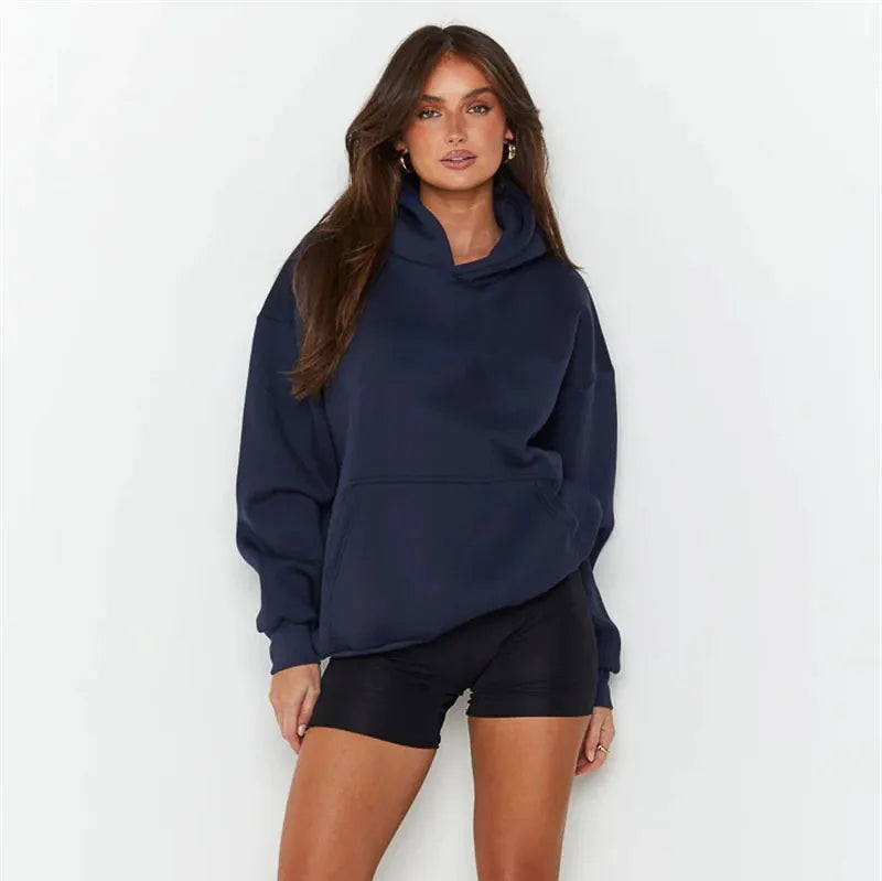 Unisex Navy Blue Hoodie – Comfortable Oversized Hooded Sweater