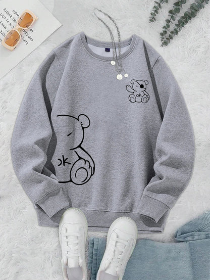 Unisex Cat Sweater – Minimalist Oversized Sweater with Cat Line Print