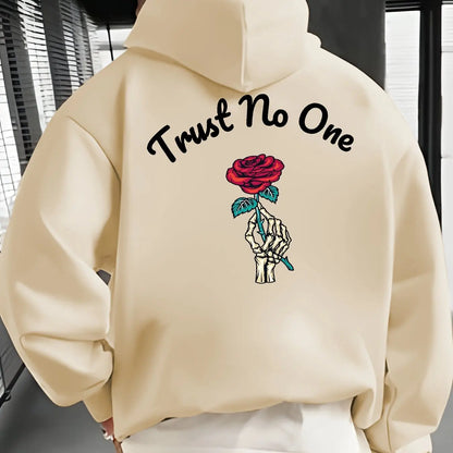Trust No One" Hoodie - Unisex Streetwear Sweater with Rose Design