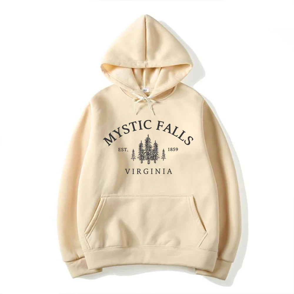 Title Mystic Falls Virginia Hoodie Salvatores Shirt Unisex Long Sleeve Crew Neck Pullovers Hoodies Casual Sweater For Vampire Fans