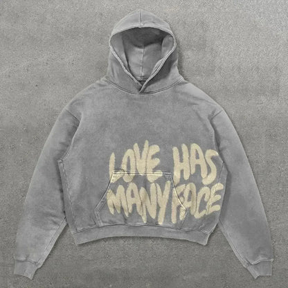 Statement Hoodie – “All We Need Is Money / Love Has Many Faces” – Unisex Cropped Sweate