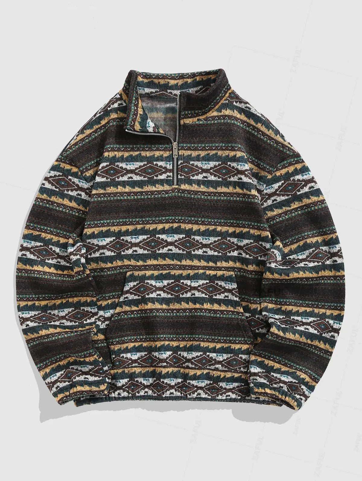 Vintage Knitted Sweater – Unisex Oversized Sweater with Ethnic Pattern