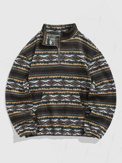 Vintage Knitted Sweater – Unisex Oversized Sweater with Ethnic Pattern