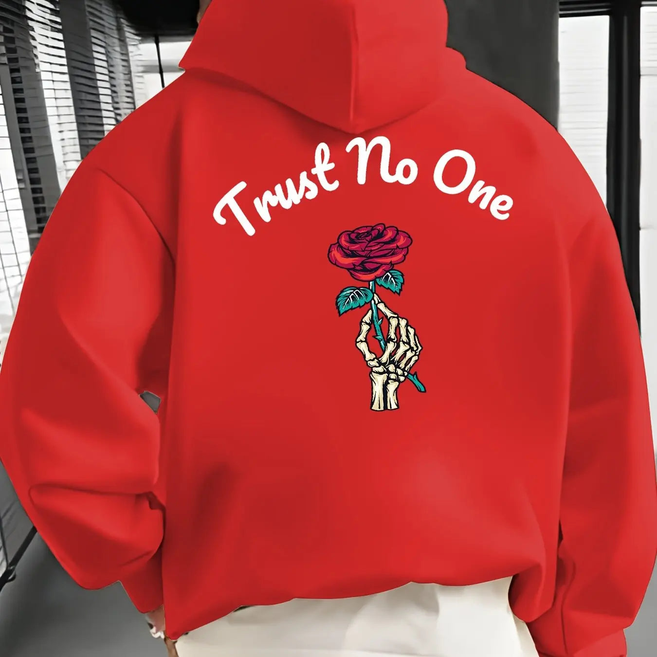 Trust No One" Hoodie - Unisex Streetwear Sweater with Rose Design